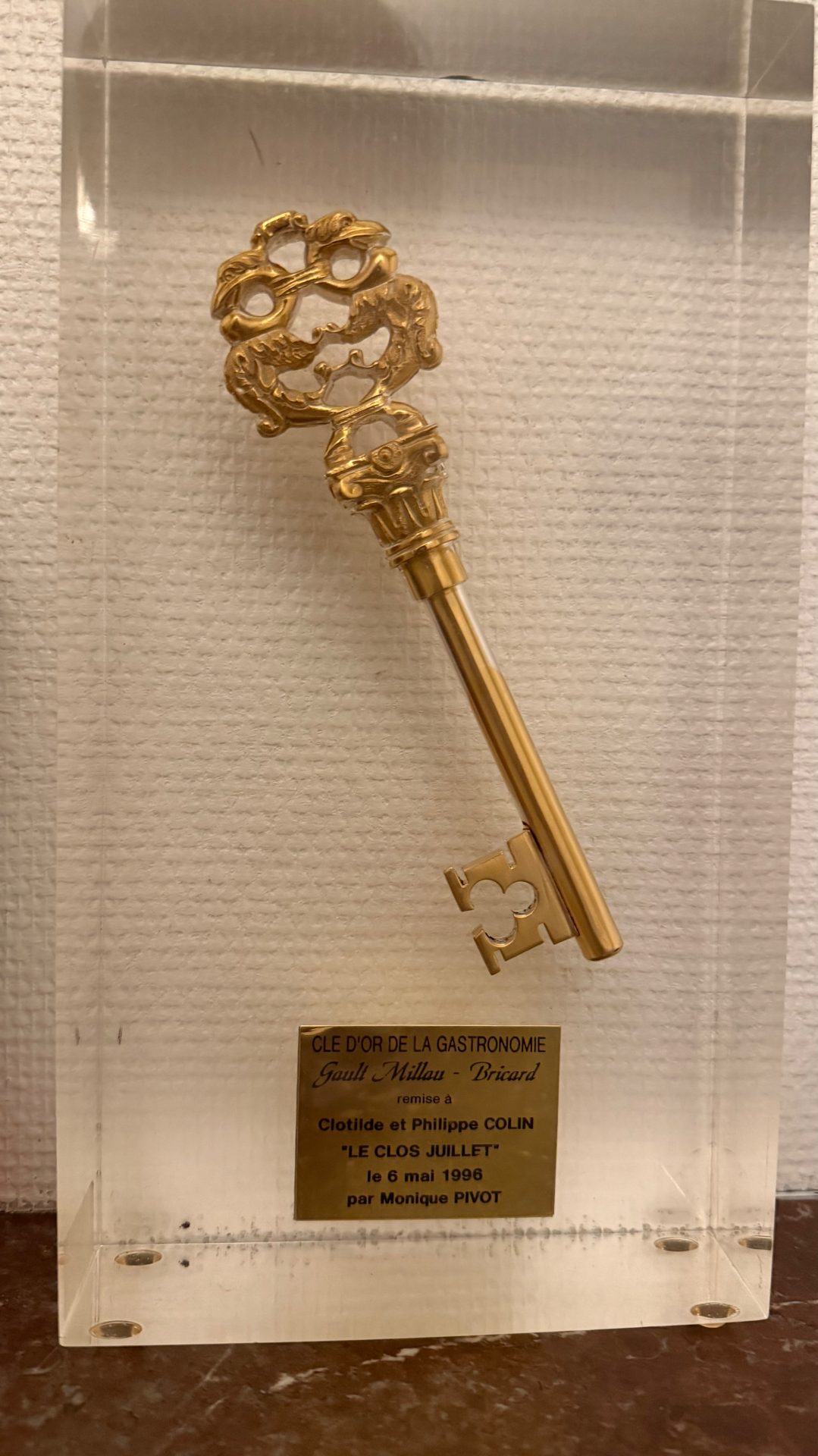 La Clé d'Or de la Gastronomie remise à Philippe et Clotilde Colin